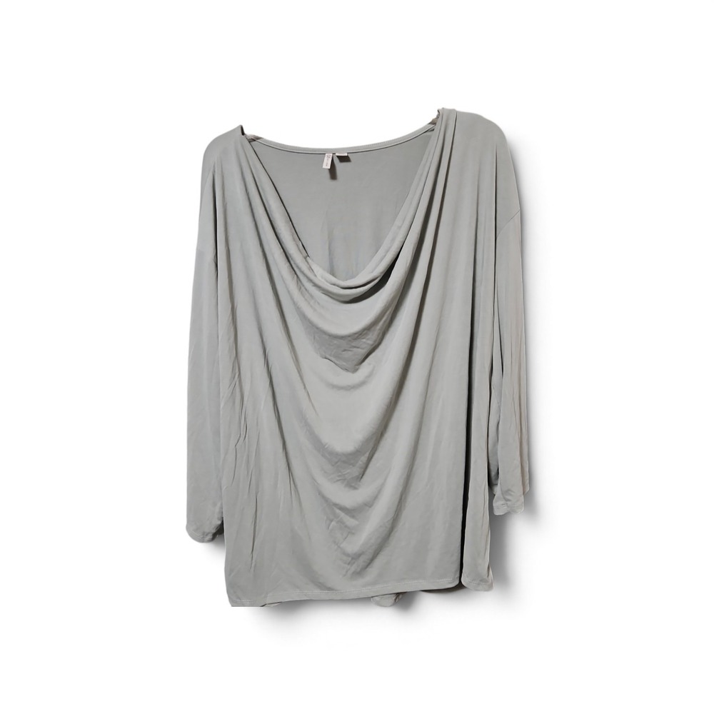 Cato Light Grey Cowl Neck Long Sleeve Draped Relaxed Fit Top Blouse 26/28 0584